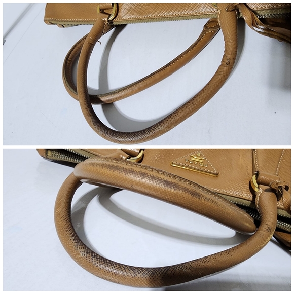 Prada Vitello Shine Leather Galleria Double Zip Large Tote Bag Brown - Picture 9 of 15